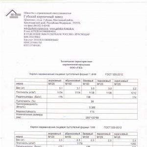 Технические Характеристики продукции ООО ГКЗ